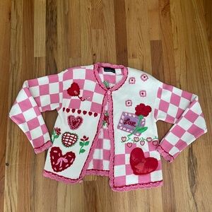Vintage Valentines Day Knit Embroidered Sweater